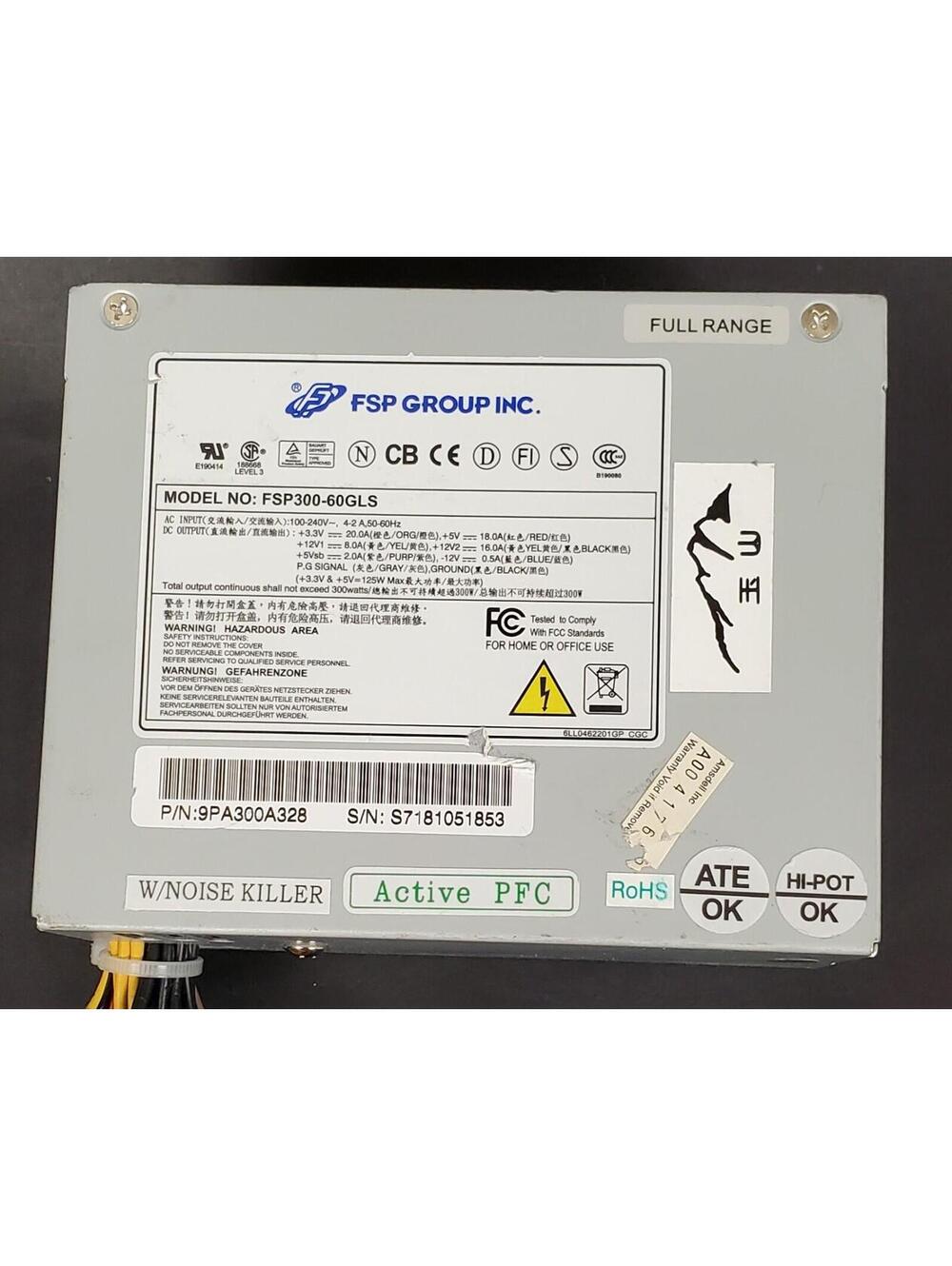 FSP 300W ATX Power Supply FSP300-60GLS Active PFC - Pulled from Working PC - VG